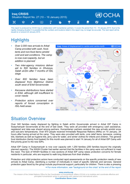 Iraq Crisis Situation Report No27 10 – 16 Jan 2015.Pdf