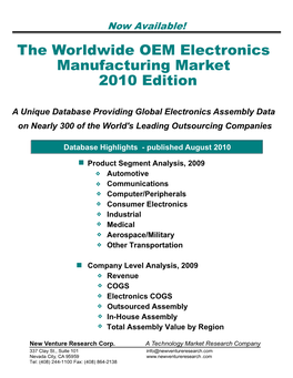 The Worldwide OEM Electronics Manufacturing Market 2010 Edition