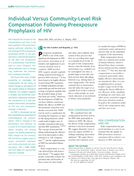 Individual Versus Community-Level Risk Compensation Following Preexposure Prophylaxis of HIV