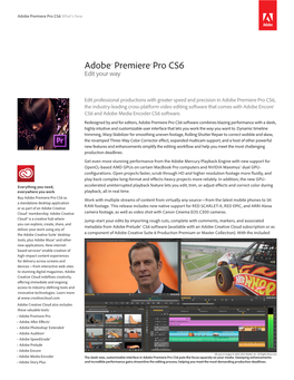 Adobe Premiere Pro CS6 What's