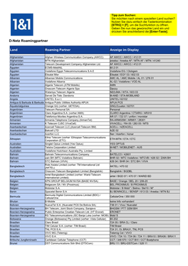 D-Netz Roamingpartner