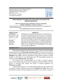 Bacteriophages: Ecological Role in the Marine Environment and Potential Applications