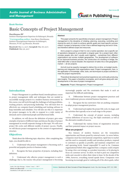 Basic Concepts of Project Management