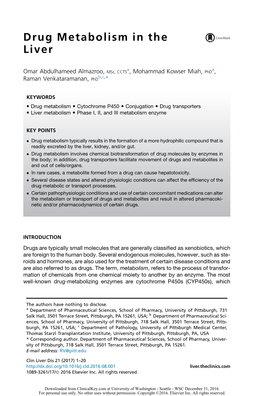 Drug Metabolism in the Liver