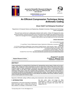 An Efficient Compression Technique Using Arithmetic Coding