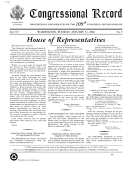 Congressional Record United States Th of America PROCEEDINGS and DEBATES of the 109 CONGRESS, SECOND SESSION