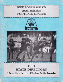 NEW SOUTH WALES AUSTRALIAN FOOTBALL LEAGUE 1991 STATE DIRECTORY HANDBOOK for Clubs & Schools