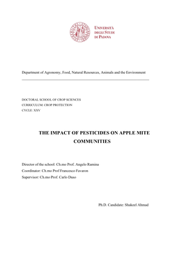 The Impact of Pesticides on Apple Mite Communities