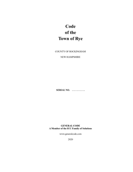 Code of the Town of Rye