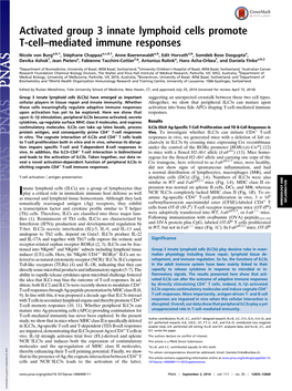 Activated Group 3 Innate Lymphoid Cells Promote T-Cell–Mediated Immune Responses