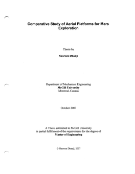 Comparative Study of Aerial Platforms for Mars Exploration