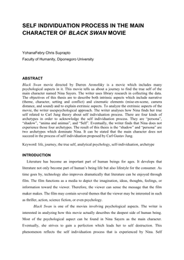 Self Individuation Process in the Main Character of Black Swan Movie