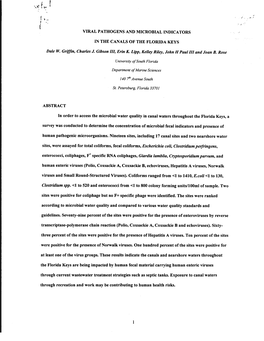 Viral Pathogens and Microbial Indicators in the Canals of the Florida