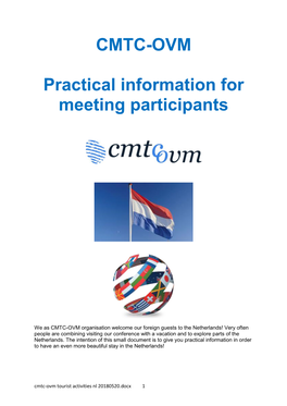 CMTC-OVM Practical Information for Meeting Participants