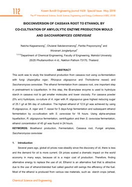 Bioconversion of Cassava Root to Ethanol by Co-Cultivation of Amylolytic Enzyme Production Mould and Saccharomyces Cerevisiae