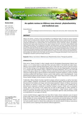 An Update Review on Hibiscus Rosa Sinensis Phytochemistry and Wounds