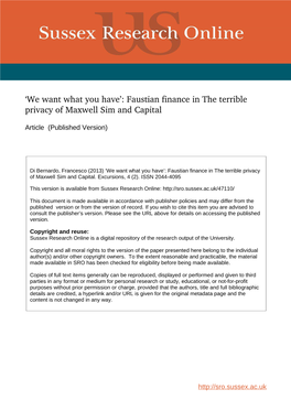 Faustian Finance in the Terrible Privacy of Maxwell Sim and Capital