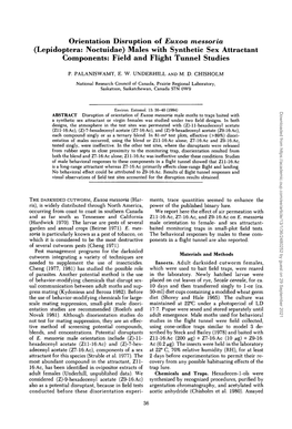 Orientation Disruption of Euxoa Messoria (Lepidoptera: Noctuidae) Males with Synthetic Sex Attractant Components: Field and Flight Tunnel Studies