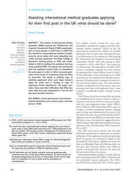 Assisting International Medical Graduates Applying for Their First Post in the UK: What Should Be Done?