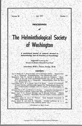 Proceedings of the Helminthological Society of Washington 38(2) 1971