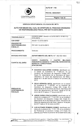 Auto No. 130 Del 21 De Agosto De 2020 Mediante El Cual Se Apertura De Indagación Preliminar No