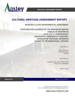 Cultural Heritage Assessment Report