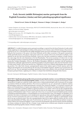 Marine Gastropods from the Pogibshi Formation (Alaska) and Their Paleobiogeographical Significance