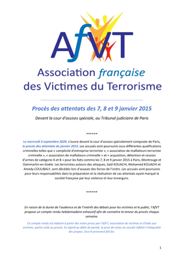 Procès Des Attentats Des 7, 8 Et 9 Janvier 2015 Devant La Cour D’Assises Spéciale, Au Tribunal Judiciaire De Paris