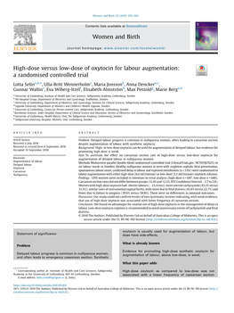 High-Dose Versus Low-Dose of Oxytocin for Labour Augmentation