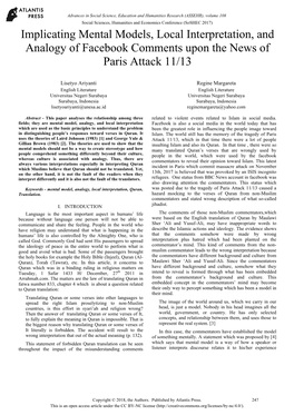 Implicating Mental Models, Local Interpretation, and Analogy of Facebook Comments Upon the News of Paris Attack 11/13