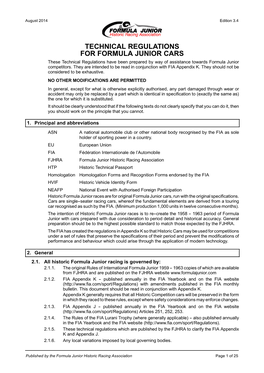FJHRA Technical Regulations Edition 3.4 Published Version August 2014
