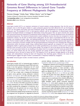 Networks of Gene Sharing Among 329 Proteobacterial Genomes Reveal