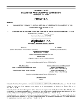 ANNUAL REPORT PURSUANT to SECTION 13 OR 15(D) of the SECURITIES EXCHANGE ACT of 1934 for the Fiscal Year Ended December 31, 2018 OR