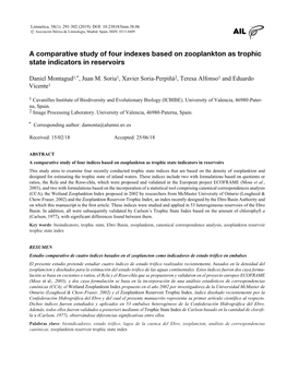 A Comparative Study of Four Indexes Based on Zooplankton As Trophic State Indicators in Reservoirs