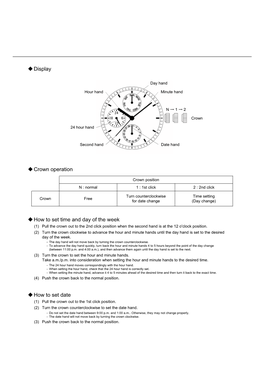 Display Crown Operation How to Set Date How to Set Time