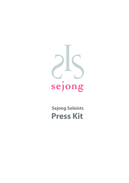 Press Kit Sejong Soloists Hyo Kang, Artistic Director