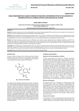 High-Performance Liquid Chromatographic Determination of Colchicine in Pharmaceutical Formulations and Biological Fluids