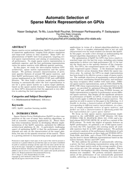 Automatic Selection of Sparse Matrix Representation on Gpus