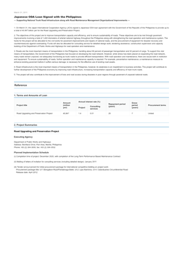 Reference Japanese ODA Loan Signed with the Philippines