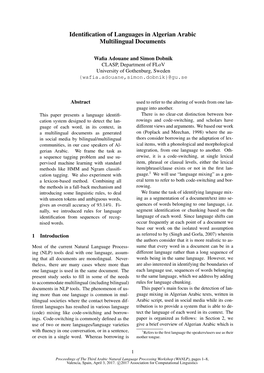 Identification of Languages in Algerian Arabic Multilingual Documents