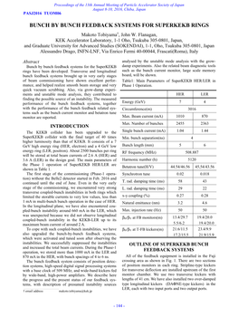 BUNCH by BUNCH FEEDBACK SYSTEMS for SUPERKEKB RINGS Makoto Tobiyama†, John W
