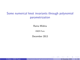 Some Numerical Knot Invariants Through Polynomial Parametrization