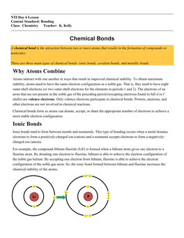 Chemical Bonds Why Atoms Combine Ionic Bonds