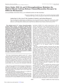 Nitric Oxide, NOC-12, and S-Nitrosoglutathione Modulate the Skeletal Muscle Calcium Release Channel/Ryanodine Receptor by Different Mechanisms