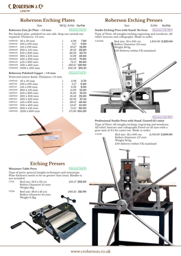 Roberson Etching Plates Roberson Etching