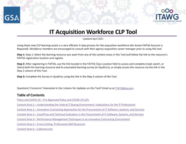 IT Acquisition Workforce CLP Tool Updated April 2021