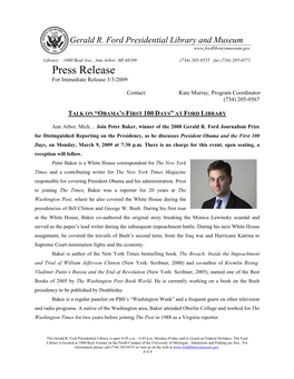 Press Release for Immediate Release 3/3/2009