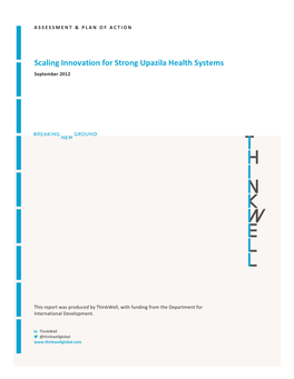 Scaling Innovation for Strong Upazila Health Systems September 2012