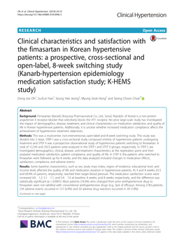 Clinical Characteristics and Satisfaction