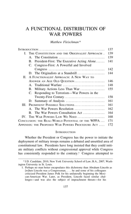 A Functional Distribution of War Powers